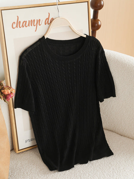 Women Summer Casual Knitted O-Neck Shirt CX035 ZMMM