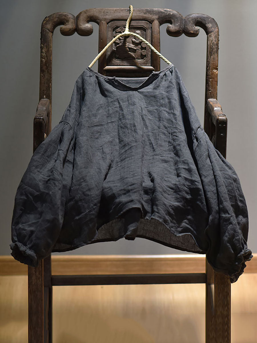 Women Spring Retro V-Neck Puff Sleeve Shirt AV1037 Genistyle Shop