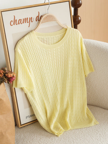 Women Summer Casual Knitted O-Neck Shirt CX035 ZMMM