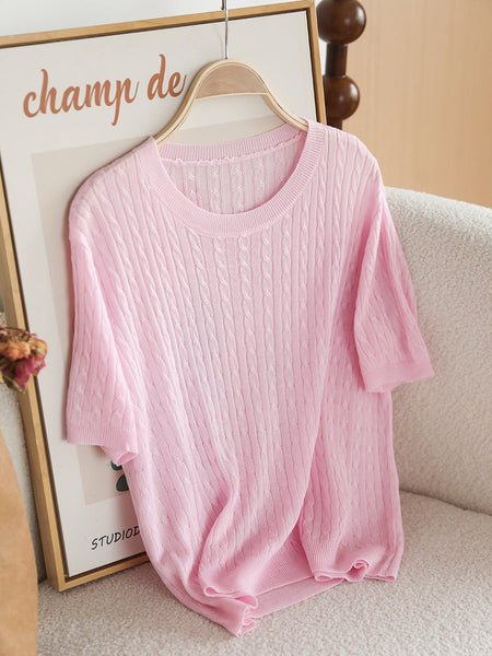 Women Summer Casual Knitted O-Neck Shirt CX035 ZMMM