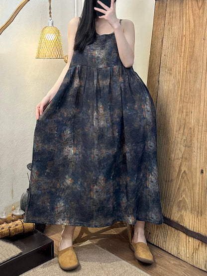 Women Summer Floral Artsy Ramie Maxi Dress AS1021 Ada Fashion