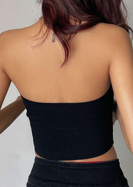 Sexy Black Strapless Solid Cotton Tank Sleeveless YZ032 ABC