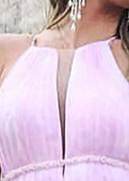 Sexy Gradient Color V Neck High Waist Tulle Maxi Dresses Sleeveless WW1036 Ada Fashion