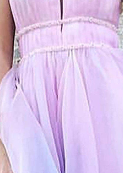 Sexy Gradient Color V Neck High Waist Tulle Maxi Dresses Sleeveless WW1036 Ada Fashion