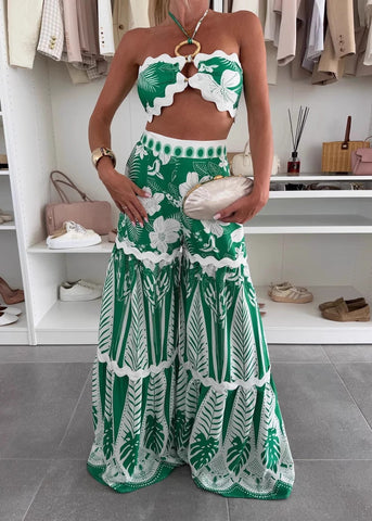 Two Patchwork Green Lingerie Sexy A And Skirts Maxi Line Top FashionChic