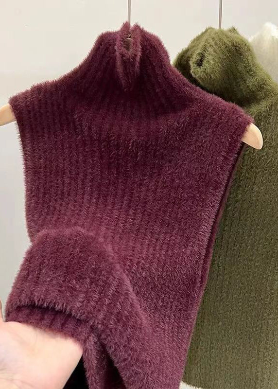 Sexy Mulberry Turtleneck Solid Ma Hai Mao Knit Sweaters Spring TA040