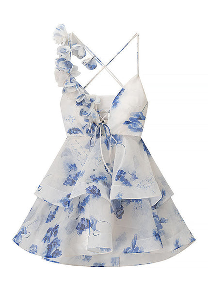 Lace Summer Pink Sexy Mid Backless Cotton Floral Up Dress FashionChic