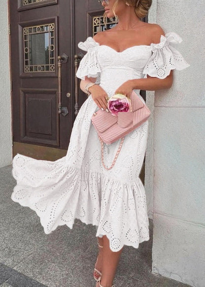 Sexy Pink Hollow Out Solid Cotton Dresses Summer BB048 Hawaii-SDL240622