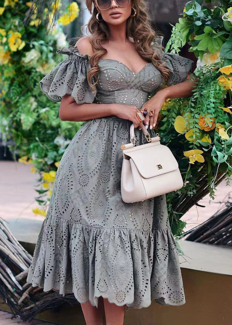 Sexy Pink Hollow Out Solid Cotton Dresses Summer BB048 Hawaii-SDL240622