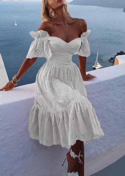 Sexy Pink Hollow Out Solid Cotton Dresses Summer BB048 Hawaii-SDL240622