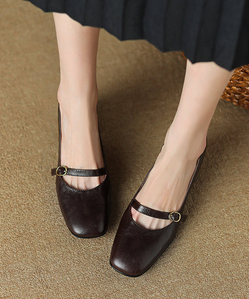 Sheepskin Loafers Chunky Heel French Chocolate WT005 shoe-GGX241030