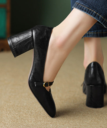 Sheepskin Loafers Chunky Heel French Chocolate WT005 shoe-GGX241030