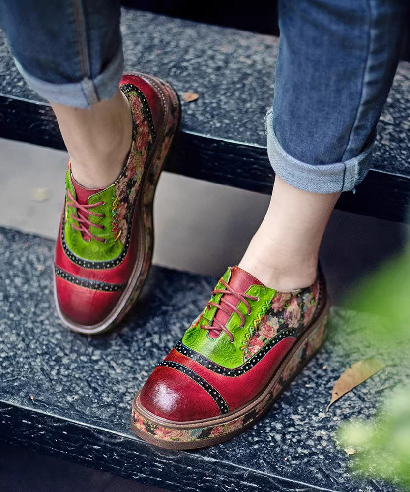 Sheepskin Printed European And American Style Lace Up Casual Shoes CZ1054 Ada Fashion