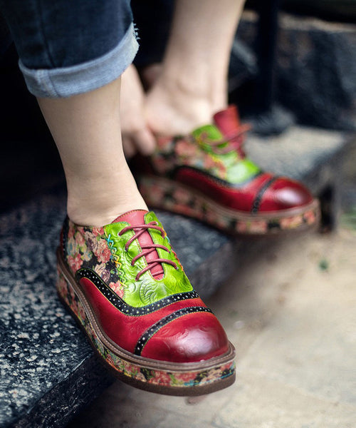 Sheepskin Printed European And American Style Lace Up Casual Shoes CZ1054 Ada Fashion