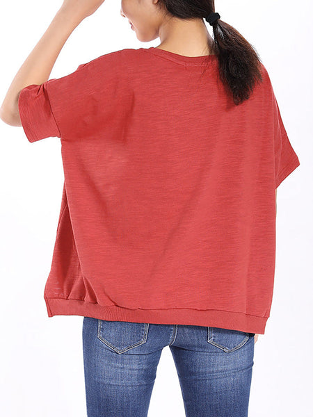 Plus Size Short Sleeve Sunflower Printed T-shirt QW1052 Ada Fashion