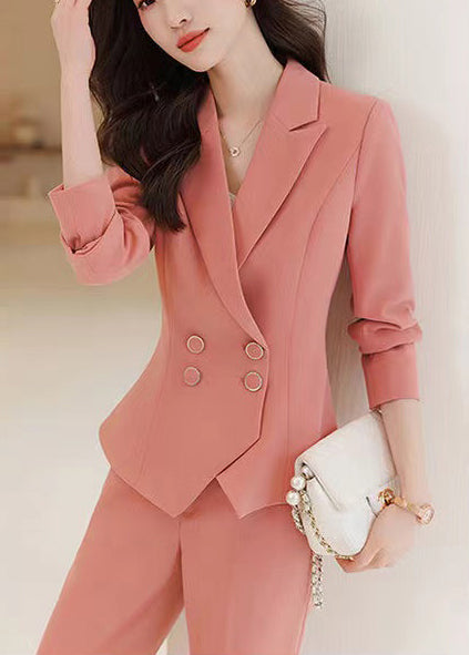 Silm Fit Brick Red Double Breast Formal Coat Spring YJ031 ABC