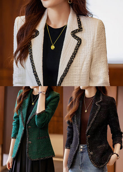 Silm Fit White Woolen Jacket Notched Pockets Spring YJ048 ABC