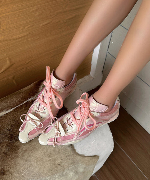 Silver Faux Leather Lace Up Splicing Fashion Sport Shoes Pointed Toe YC001 ABC