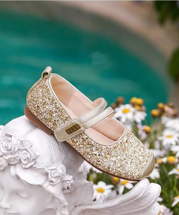 Faux Shoes Flat Strap Kids Buckle Leather For Silver Girls FashionChic