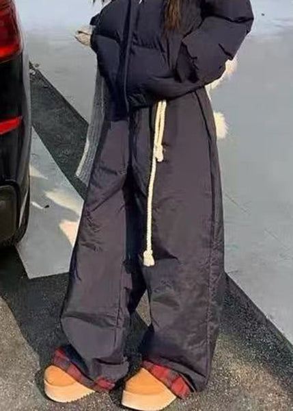 Simple Apricot Plaid Pockets Elastic Waist Mens Pants Winter RM033 ABC