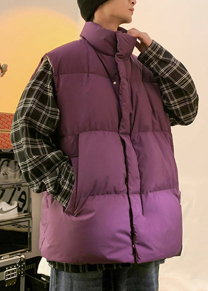 Simple Apricot Zip Up Pockets Solid Men Puffer Vest Winter RN012 ABC