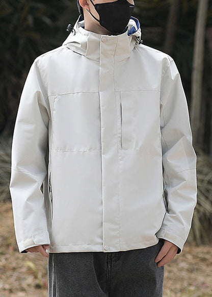 Simple Coats Cotton Oversized Solid Green Hooded Spring Army Mens FashionChic