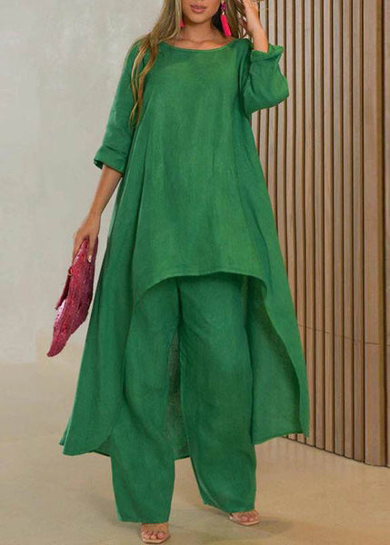 Patchwork Blue And Baby Asymmetrical Simple Top Leg Wide Pants FashionChic