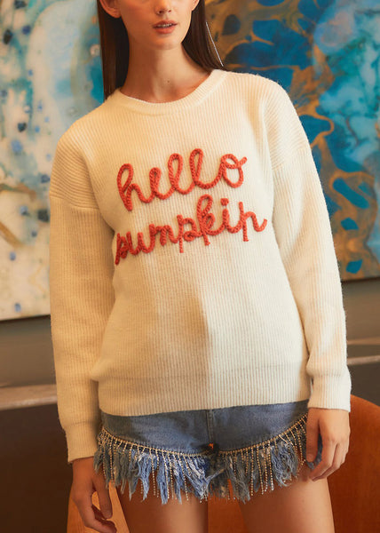 Simple Beige Letter Hollow Out Cozy Knit Sweaters Fall AE1011 OM-HW240901