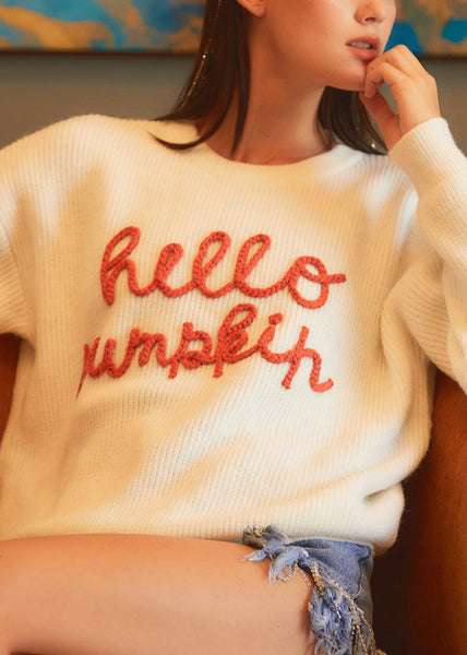 Simple Beige Letter Hollow Out Cozy Knit Sweaters Fall AE1011 OM-HW240901