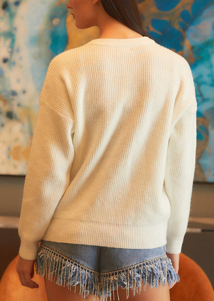 Simple Beige Letter Hollow Out Cozy Knit Sweaters Fall AE1011 OM-HW240901