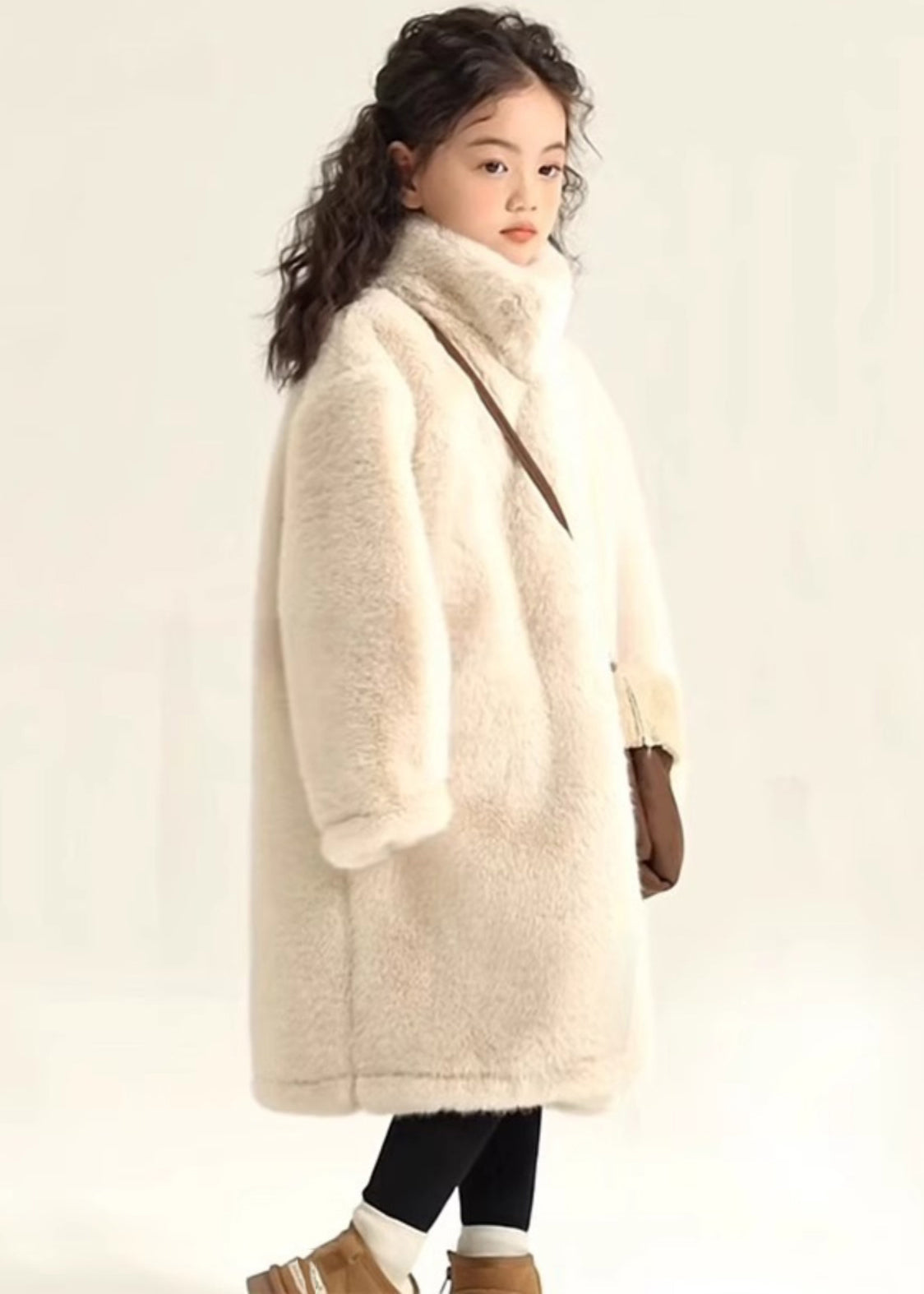 Simple Beige Stand Collar Girls Mink Velvet Maxi Coat Winter WL026 MM-RCTZ-CGTS241120