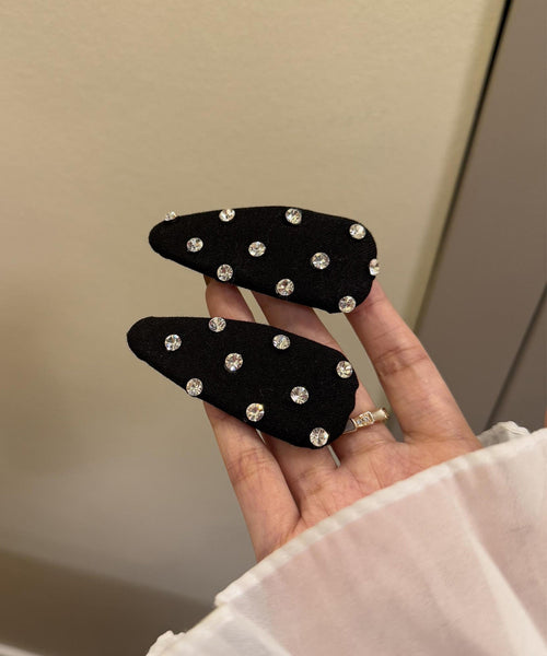 Black Hairpin Simple Zircon Pair Cloth A FashionChic