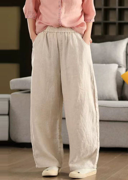 Elastic Black Oversized Linen Pants Waist Trousers Simple Summer FashionChic