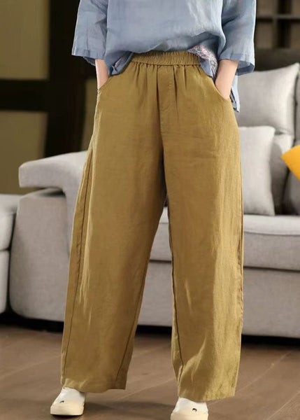 Elastic Black Oversized Linen Pants Waist Trousers Simple Summer FashionChic