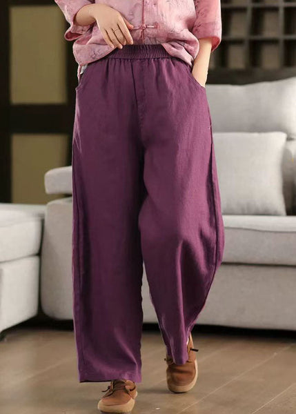 Elastic Black Oversized Linen Pants Waist Trousers Simple Summer FashionChic