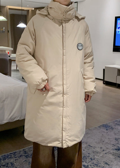 Simple Black Hooded Pockets Solid Coats Men Parkas WinterRM018 ABC