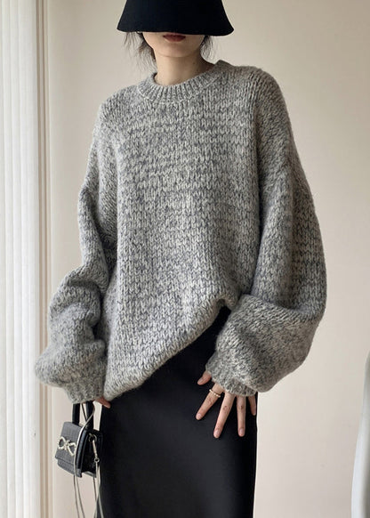 Simple Black O Neck Cozy Knit Sweaters Winter WY014 OM-OL241106