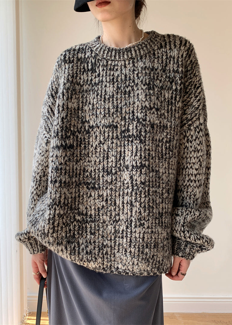 Simple Black O Neck Cozy Knit Sweaters Winter WY014 OM-OL241106