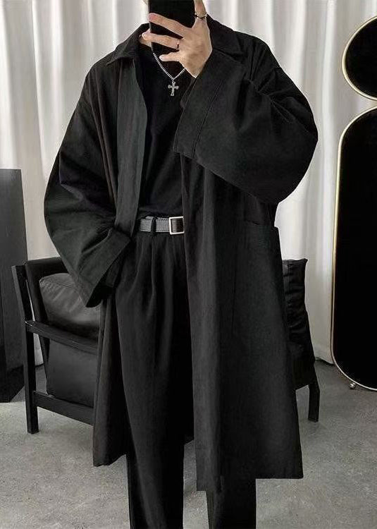 Simple Black Peter Pan Collar Solid Cotton Mens Coats Spring YQ010 ABC