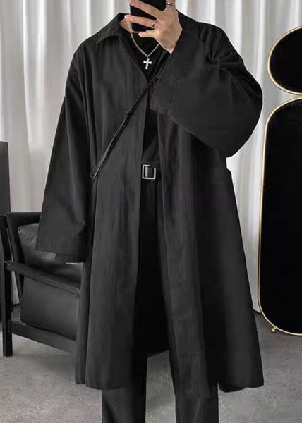 Simple Black Peter Pan Collar Solid Cotton Mens Coats Spring YQ010 ABC