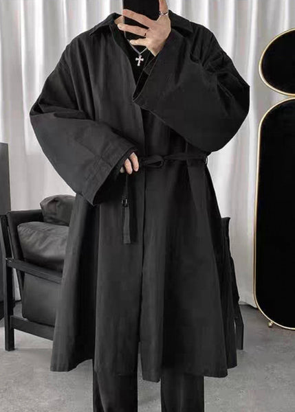 Simple Black Peter Pan Collar Solid Cotton Mens Coats Spring YQ010 ABC