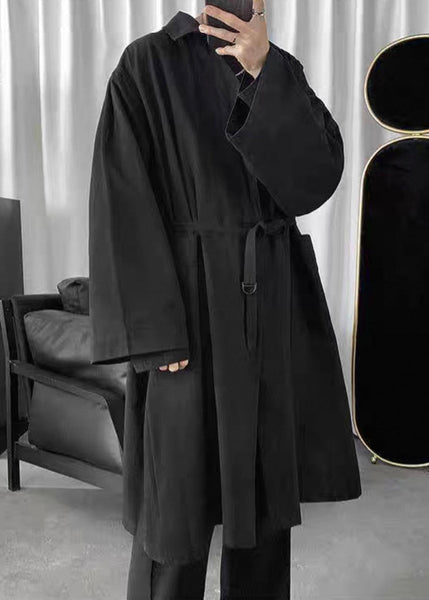 Simple Black Peter Pan Collar Solid Cotton Mens Coats Spring YQ010 ABC