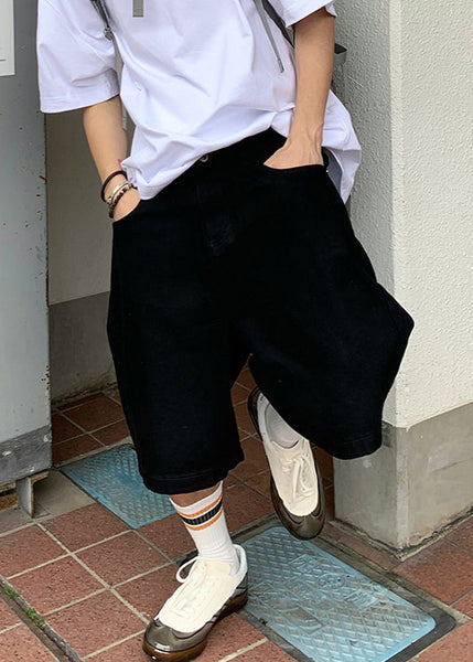 Simple Black Pockets Solid Mens Pants High Waist Summer YL017 ABC