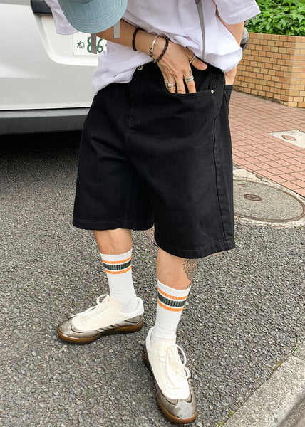 Simple Black Pockets Solid Mens Pants High Waist Summer YL017 ABC