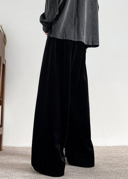 Simple Black Pockets Solid Warm Fleece Velour Men Pants Spring RM049 ABC