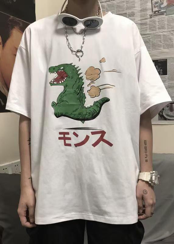 Mens Cozy Simple Graphic Summer Black Tees Cotton Print FashionChic