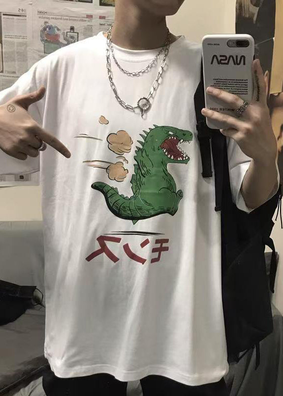 Mens Cozy Simple Graphic Summer Black Tees Cotton Print FashionChic