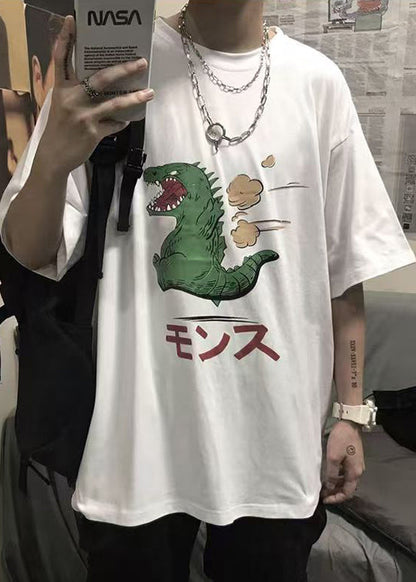 Mens Cozy Simple Graphic Summer Black Tees Cotton Print FashionChic