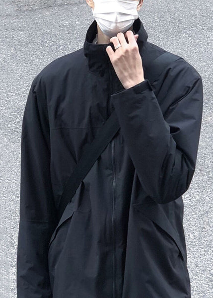 Up Coat Solid Men Zip Spring Simple Cotton Collar Stand Black FashionChic