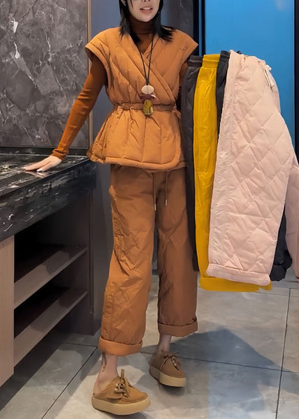 Simple Black Turtleneck Elastic Waist Fine Cotton Filled Three Pieces Set Spring YW024 ABC